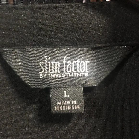 Slim Factor By INVESTMENTS Size Large Black Blazer.22”Pit 2 Pit X 29” Length - Picture 9 of 10